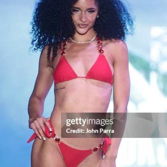 Women’s Red Jeweled Bikini Bottom - Picture 3 of 16